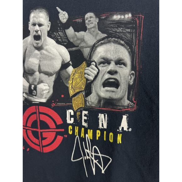 WWE 2007 John Cena Championship Graphic Black T-Shirt Hybrid Junior Size Large - Picture 4 of 11